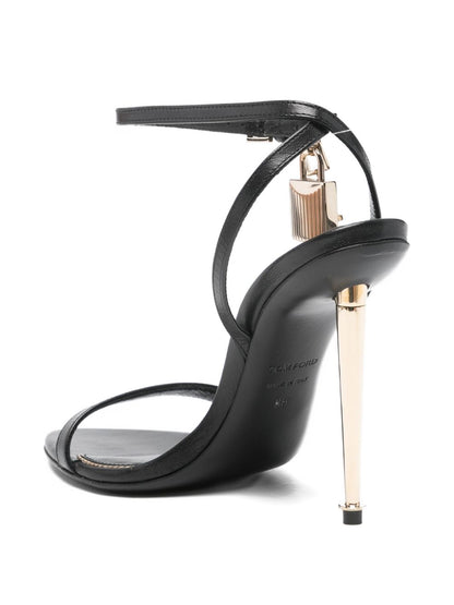 Tom Ford Leather Heel Sandals Black