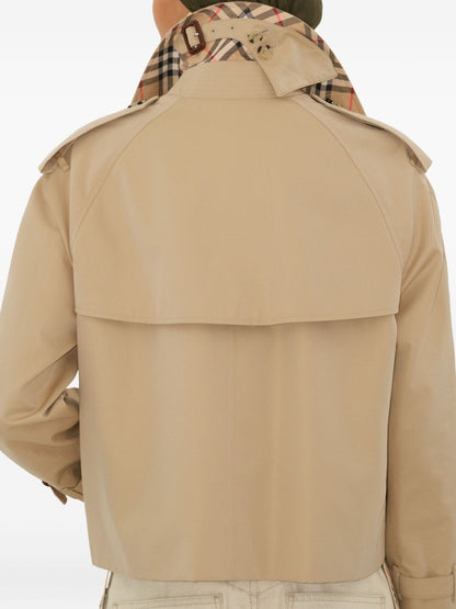 Burberry Cropped Cotton Trench Coat Beige