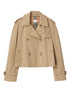 Burberry Cropped Cotton Trench Coat Beige