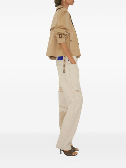 Burberry Cropped Cotton Trench Coat Beige