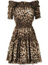 dolce & gabbana leopard print off-shoulder dress brown