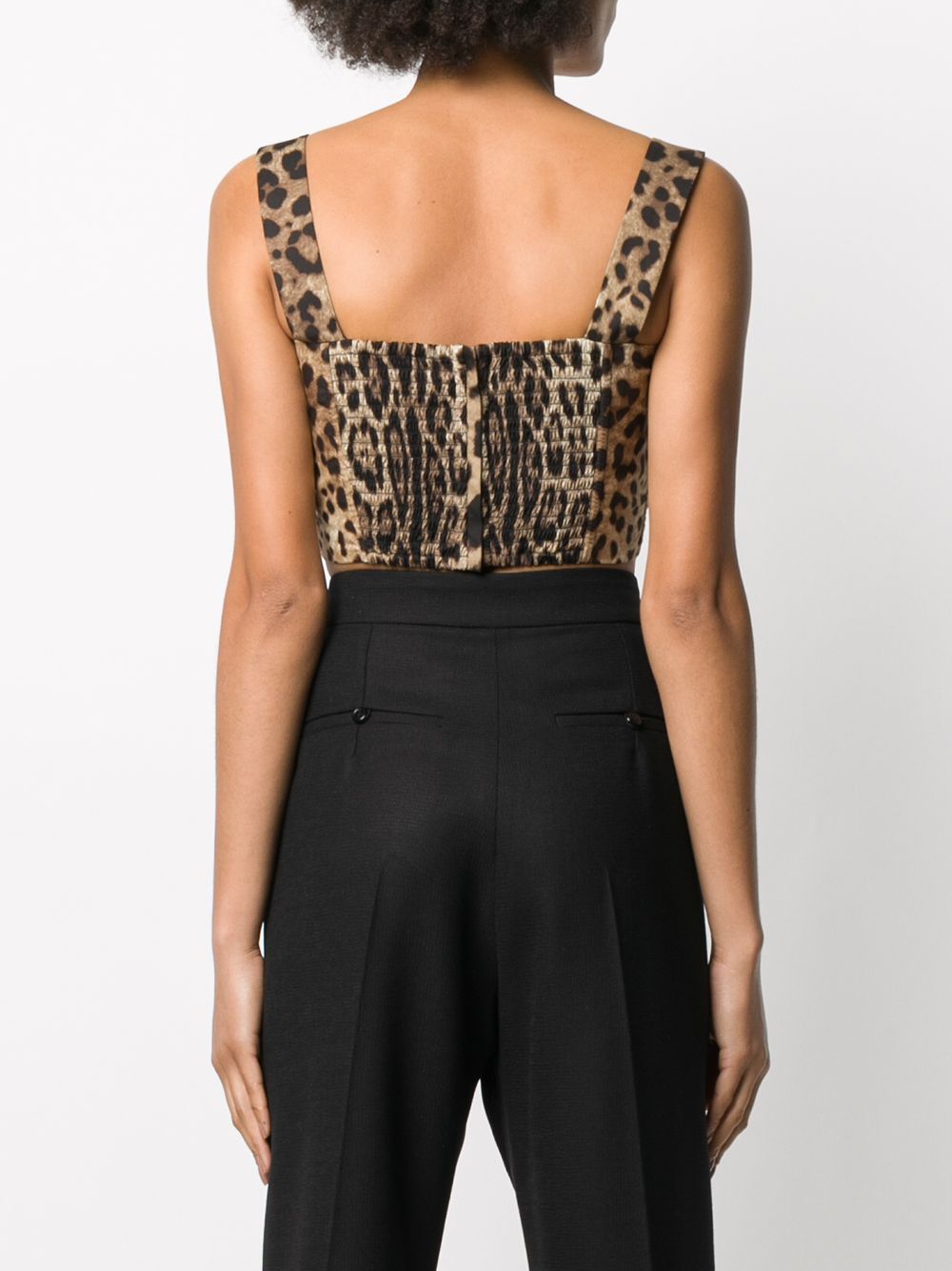Dolce &amp; Gabbana Leopard Print Bustier Top Brown