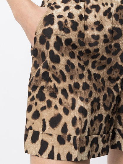 Dolce &amp; Gabbana High-Waisted Leopard Shorts Brown
