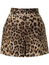 Dolce & Gabbana High-Waisted Leopard Shorts Brown