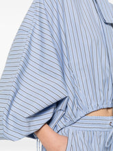 Zimmermann Striped Mandarin Denim Blouse Clear Blue