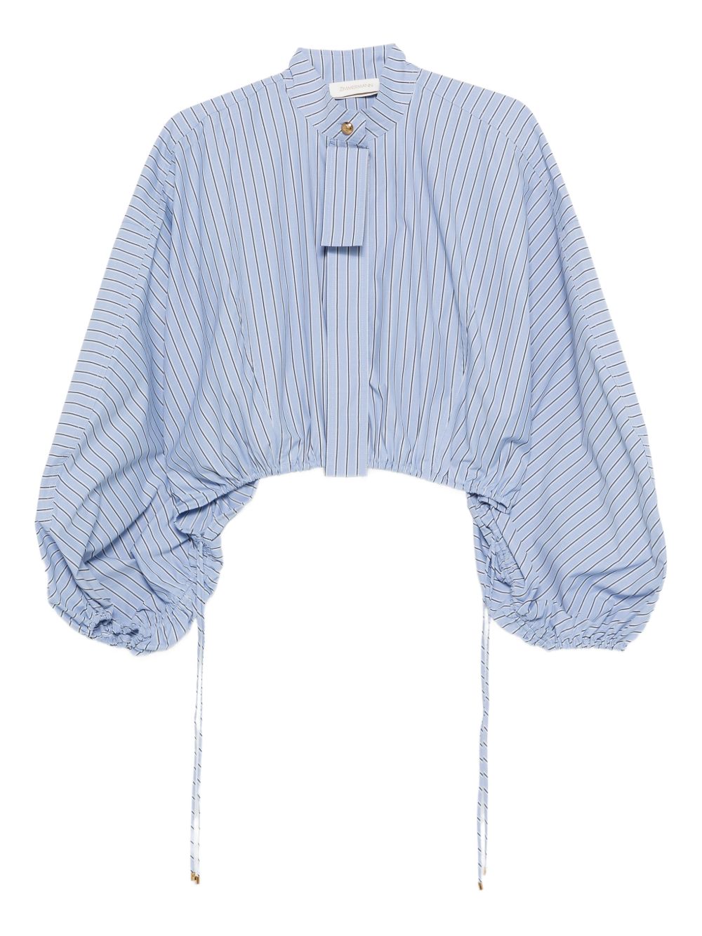 Zimmermann Striped Mandarin Denim Blouse Clear Blue