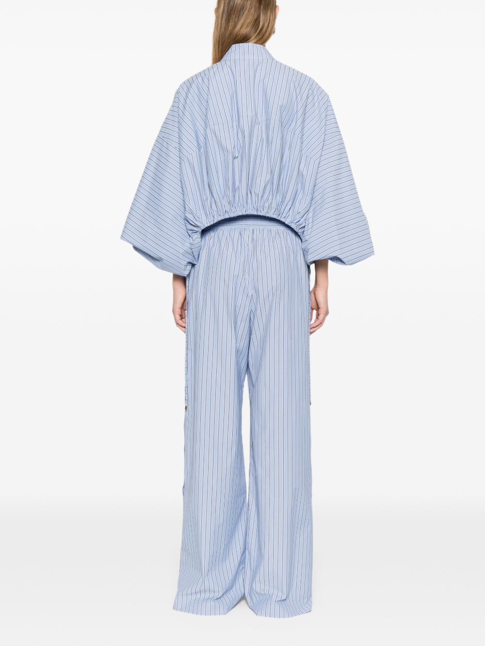 Zimmermann Striped Mandarin Denim Blouse Clear Blue