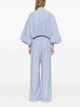 Zimmermann Striped Mandarin Denim Blouse Clear Blue