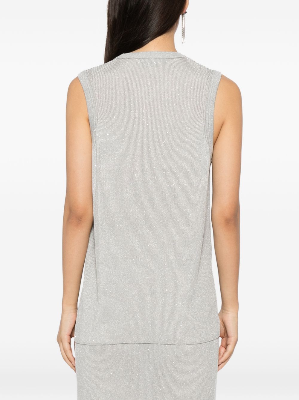 Tom Ford Sequined Sleeveless Top Silver