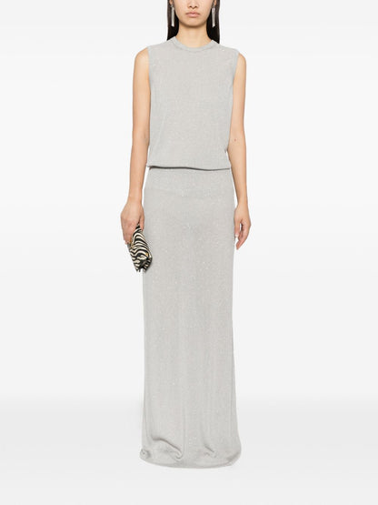 Tom Ford Sequined Sleeveless Top Silver