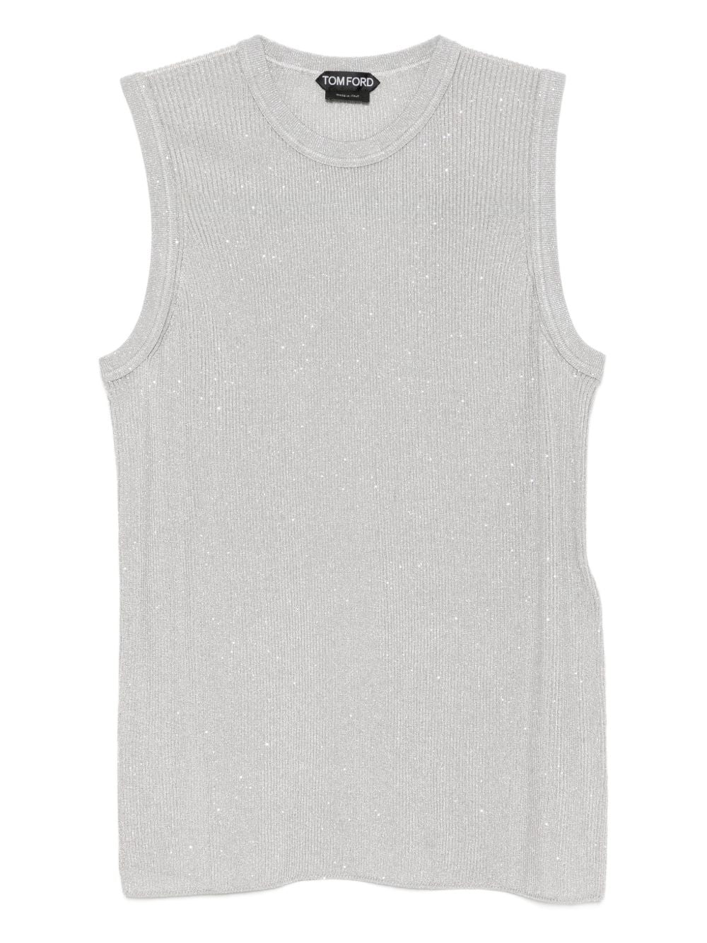 Tom Ford Sequined Sleeveless Top Silver