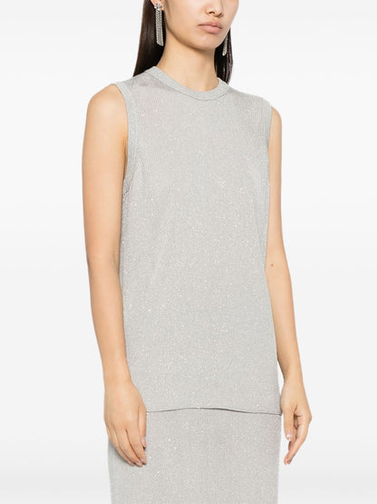 Tom Ford Sequined Sleeveless Top Silver