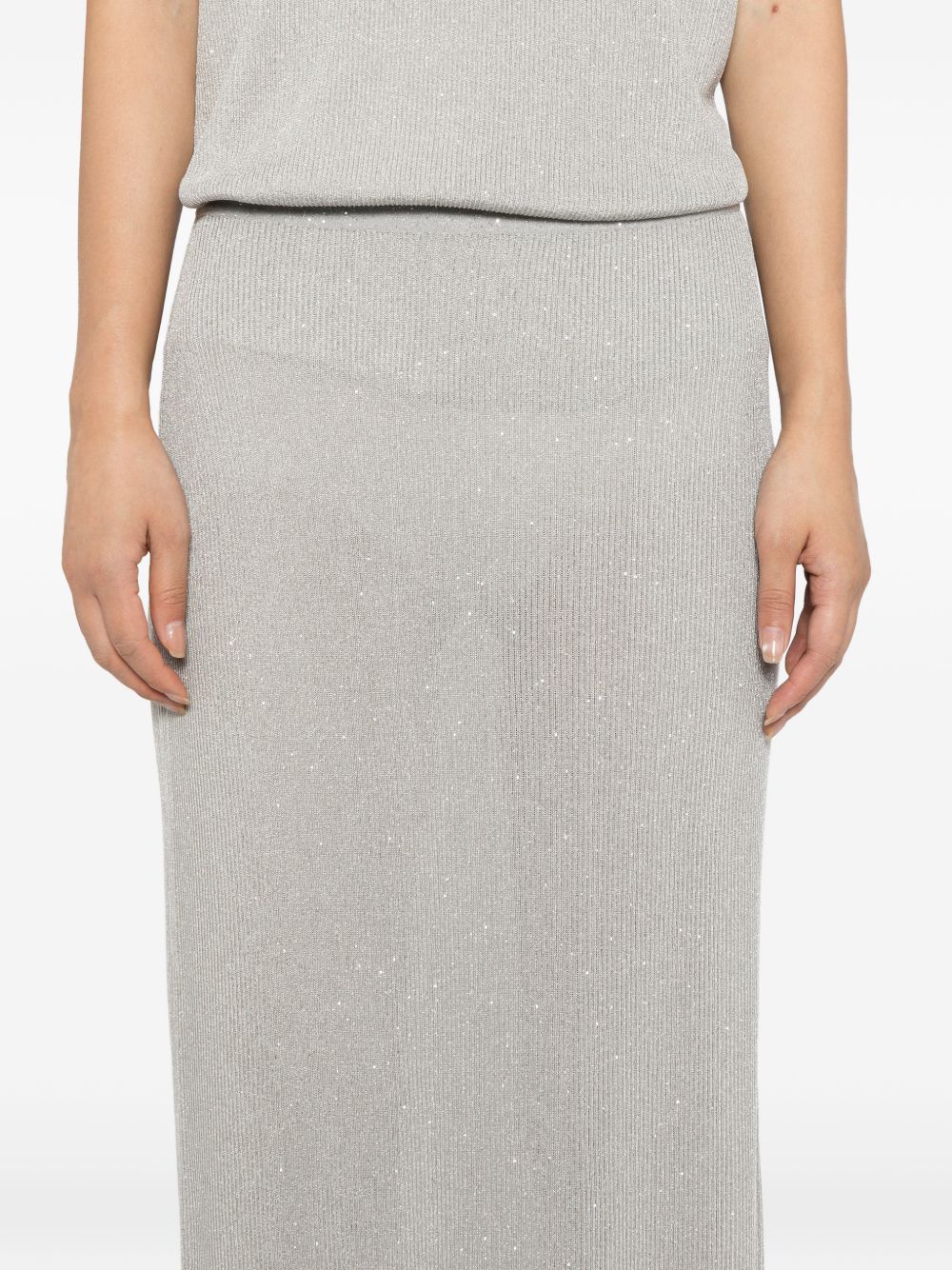 Tom Ford Sequined Long Skirt Silver