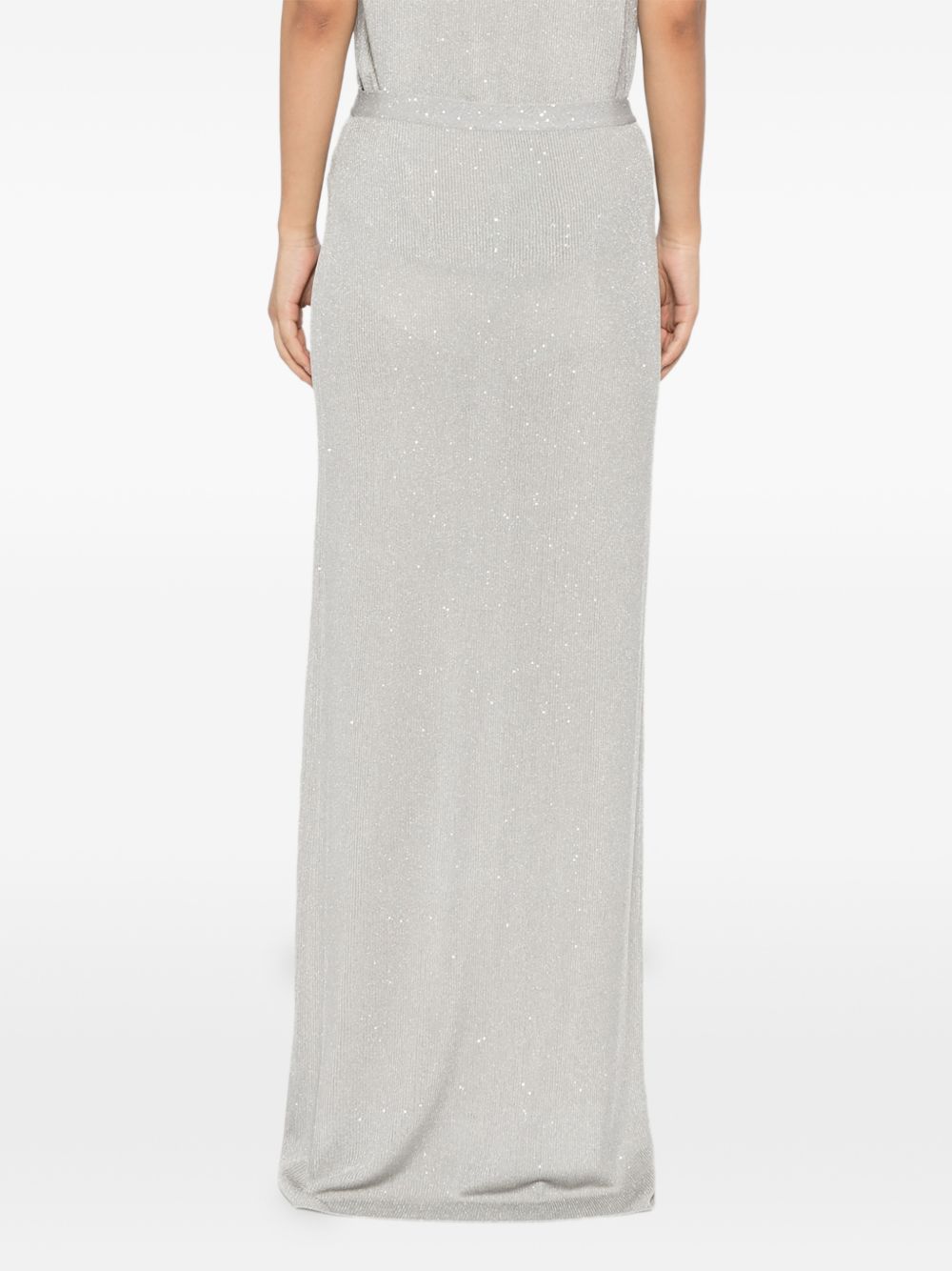 Tom Ford Sequined Long Skirt Silver