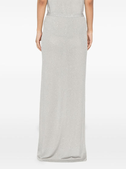 Tom Ford Sequined Long Skirt Silver