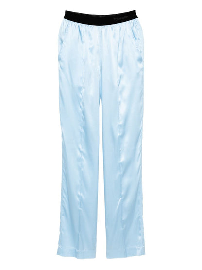 Tom Ford Silk Pajama Trousers Clear Blue
