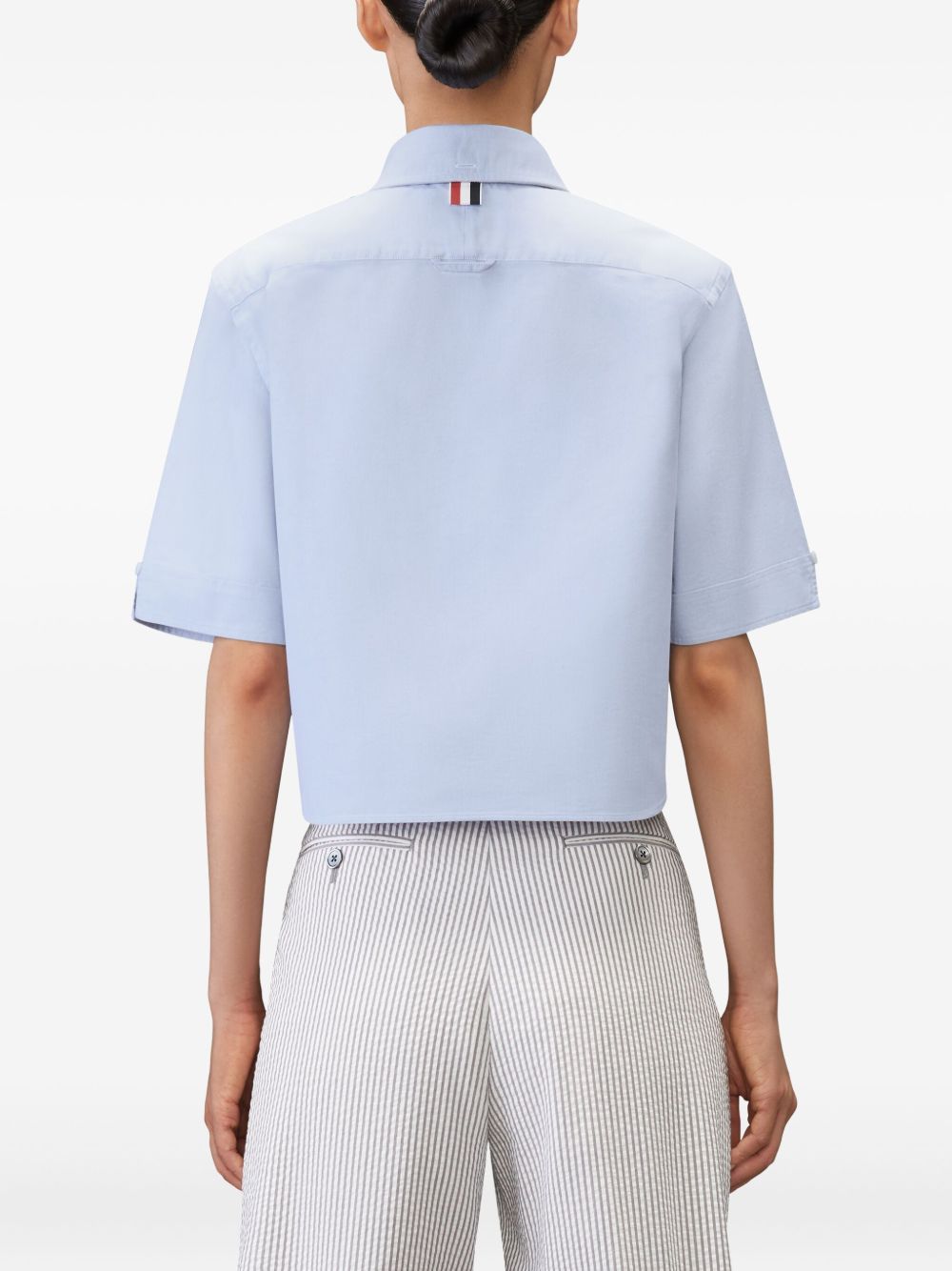 Thom Browne Cotton Cropped Shirt Clear Blue