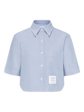 Thom Browne Cotton Cropped Shirt Clear Blue