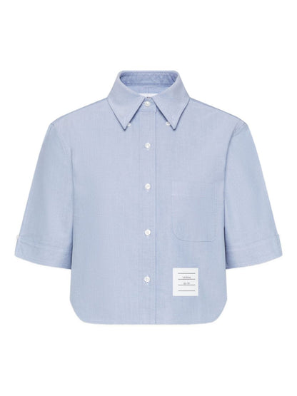 Thom Browne Cotton Cropped Shirt Clear Blue
