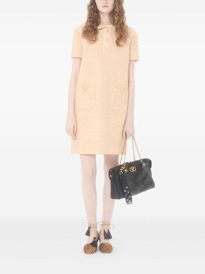 Valentino Short Wool Mini Dress Beige
