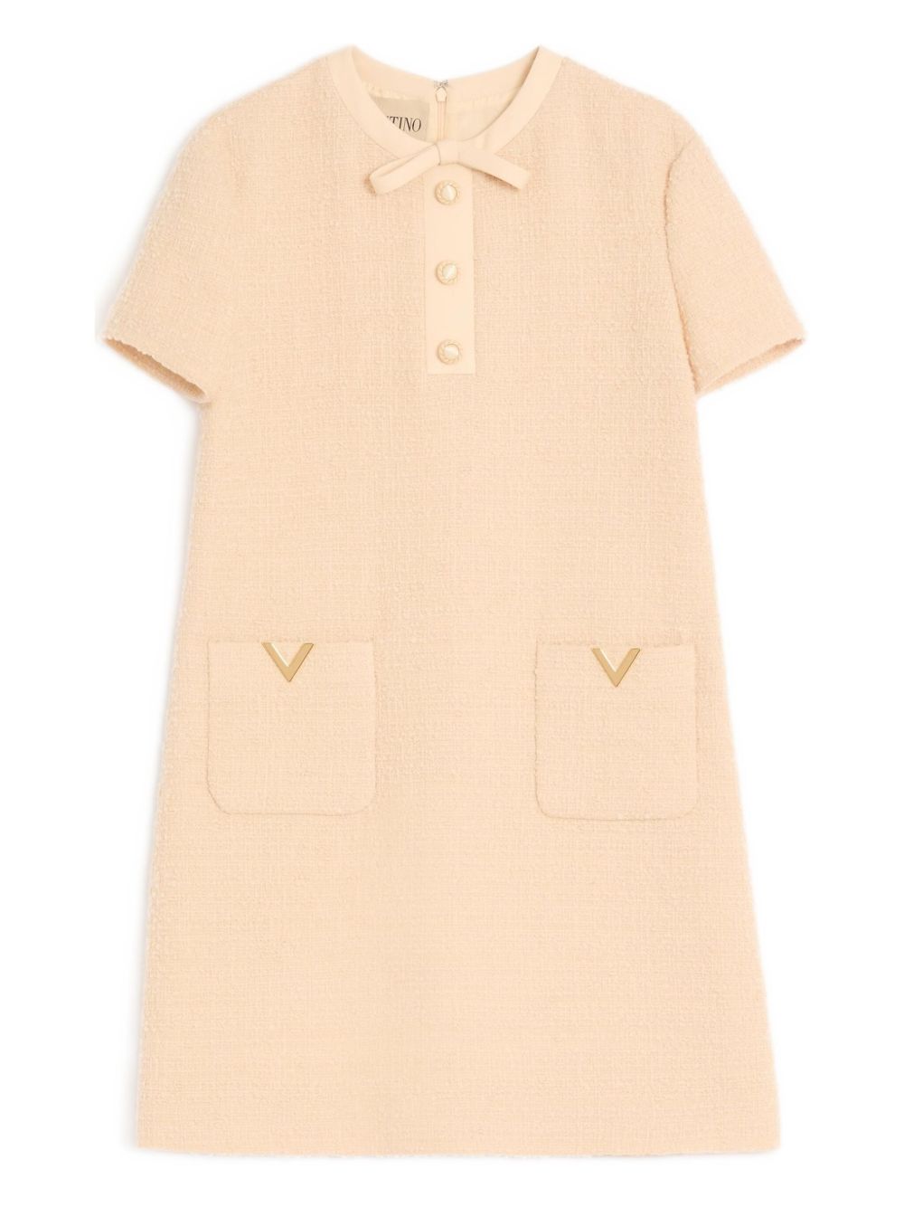 Valentino Short Wool Mini Dress Beige