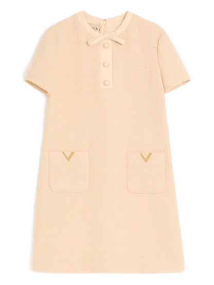 Valentino Short Wool Mini Dress Beige