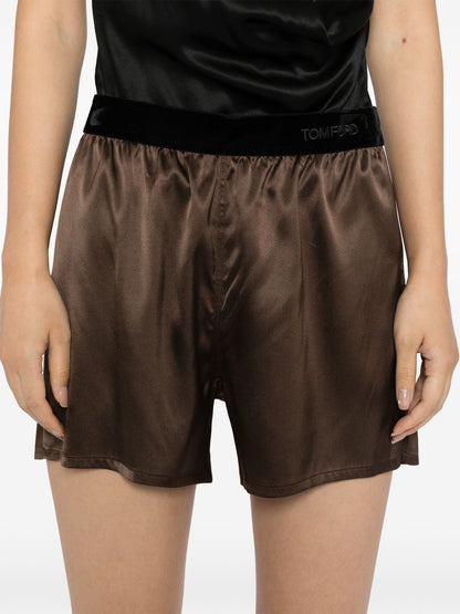 Tom Ford Silk Pajama Shorts Brown