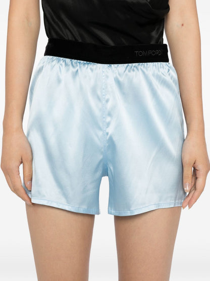 Tom Ford Silk Pajama Shorts Clear Blue