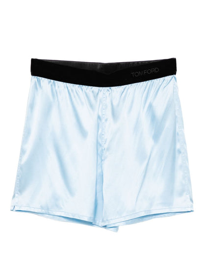 Tom Ford Silk Pajama Shorts Clear Blue