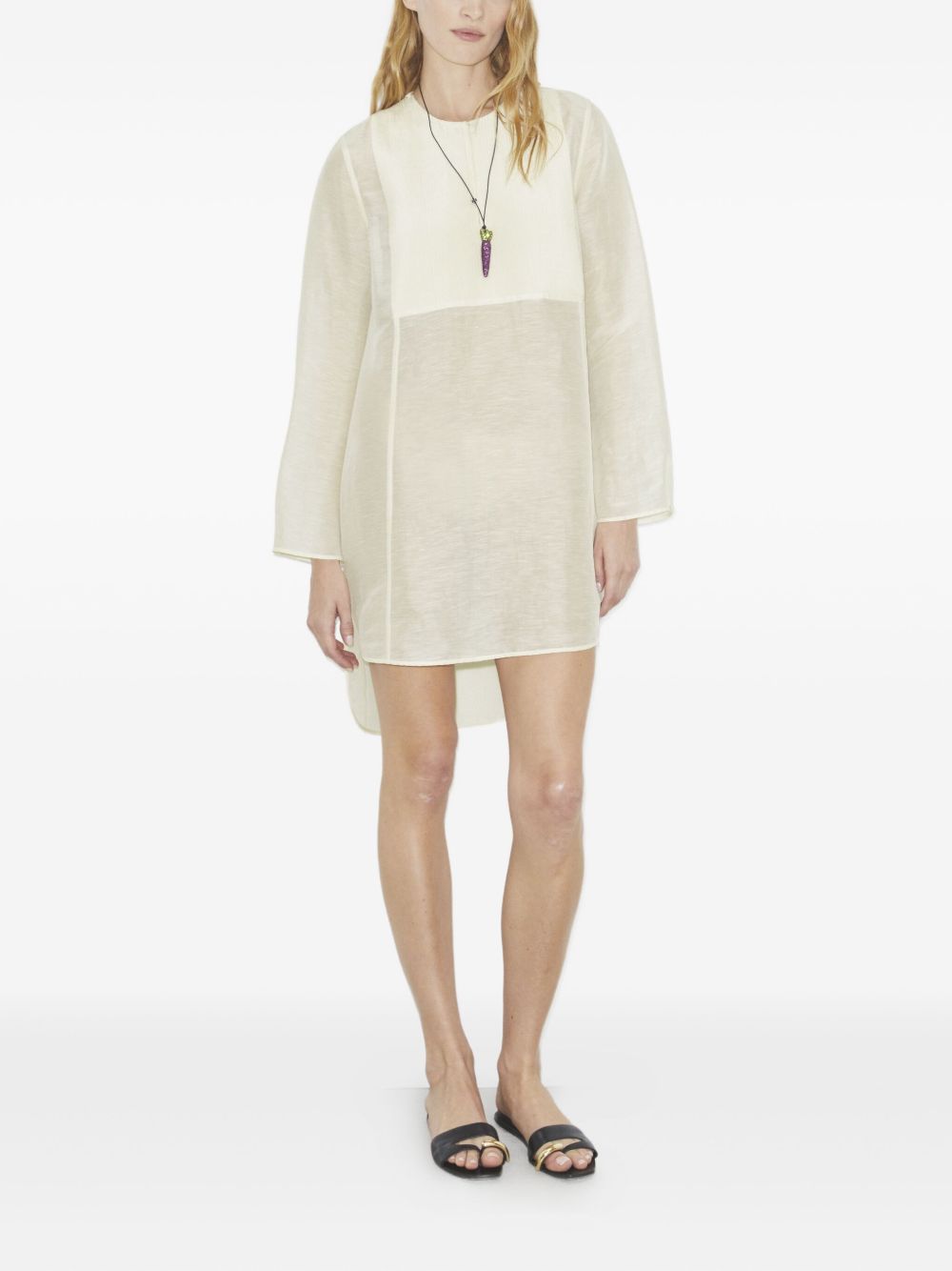 Tory Burch Pleated Linen Silk Tunic Ivory