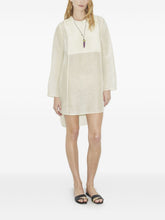 Tory Burch Pleated Linen Silk Tunic Ivory