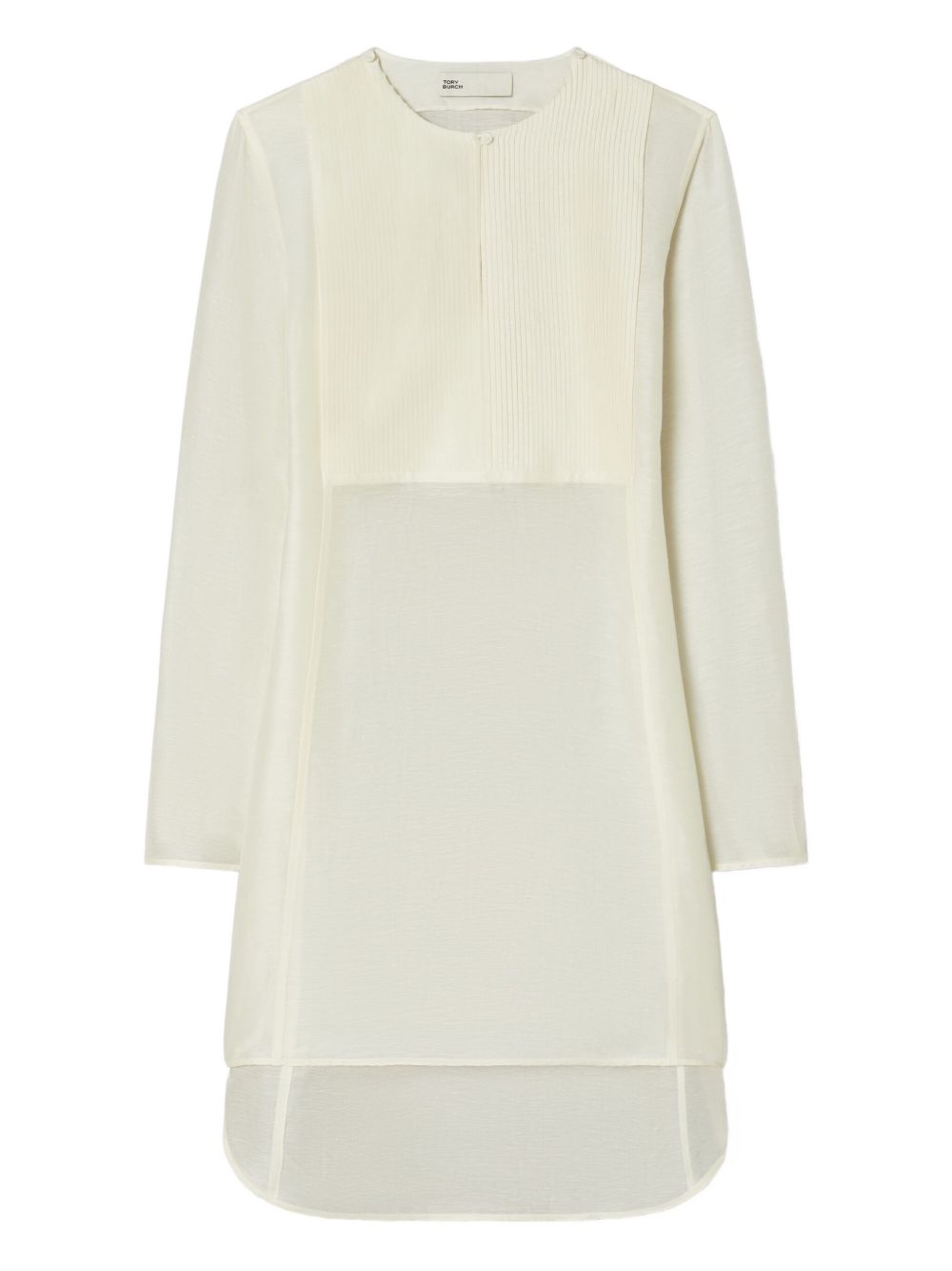 Tory Burch Pleated Linen Silk Tunic Ivory