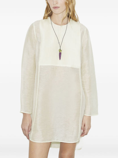 Tory Burch Pleated Linen Silk Tunic Ivory