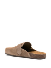 Tory Burch Double T Suede Flat Sandals Grey