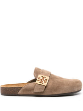 Tory Burch Double T Suede Flat Sandals Grey