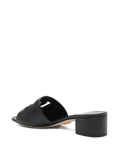 Dolce &amp; Gabbana Embellished Leather Sandals Black black