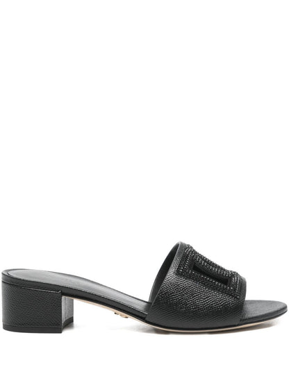 Dolce &amp; Gabbana Embellished Leather Sandals Black black