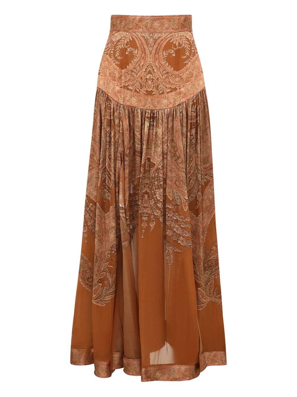 Zimmermann Paisley Print Gathered Skirt Brown brown