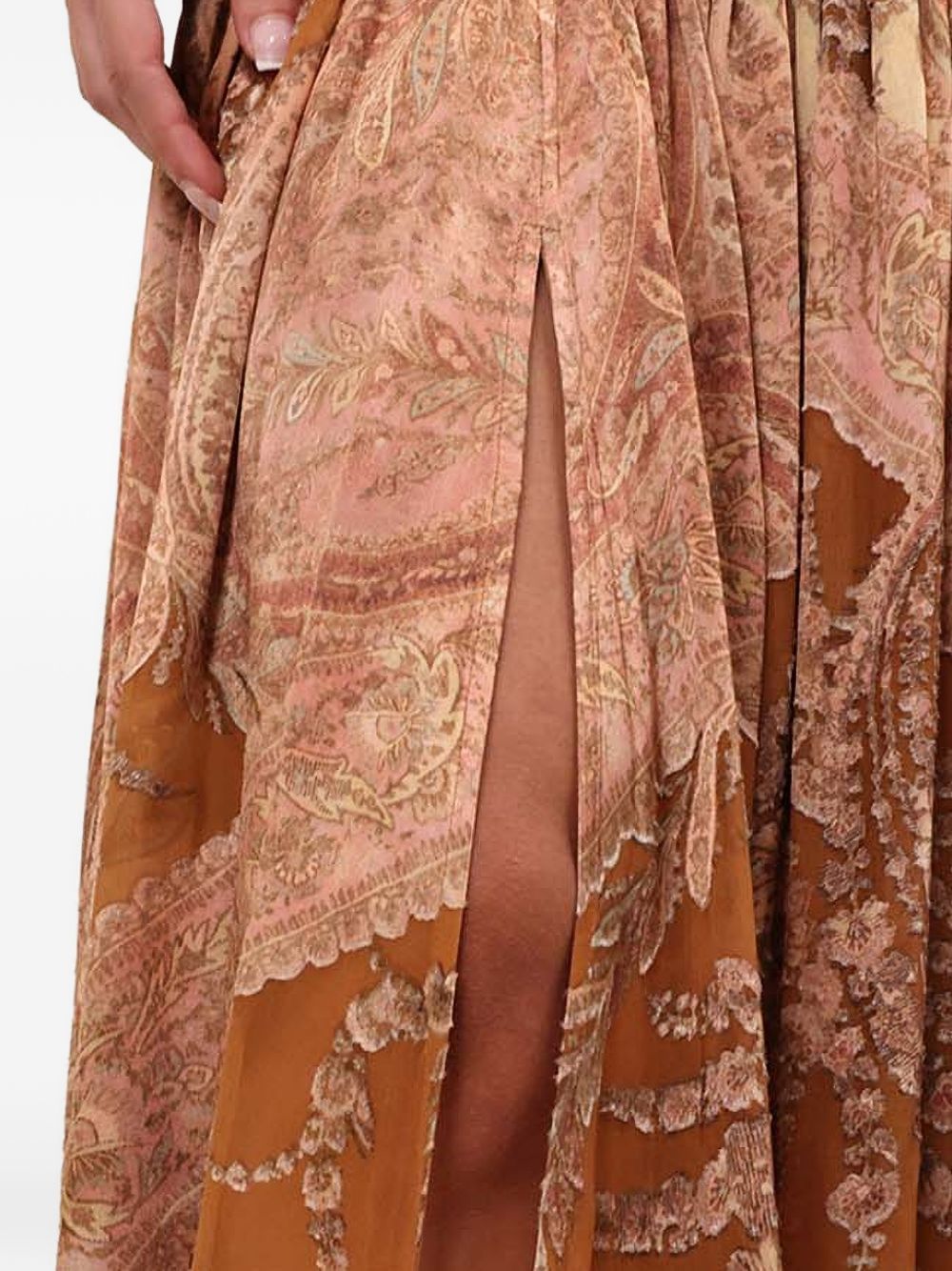 Zimmermann Paisley Print Gathered Skirt Brown brown
