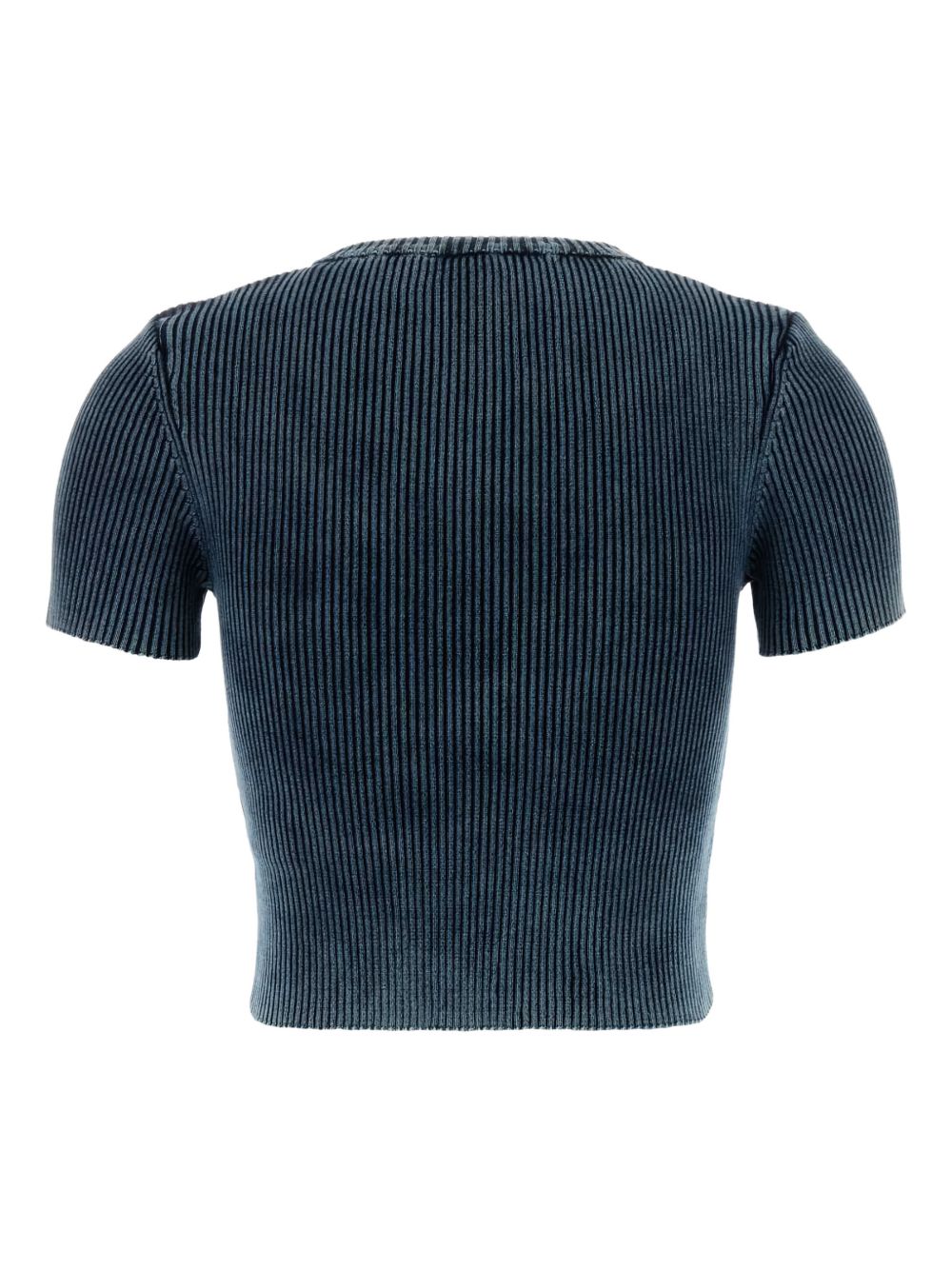 Diesel Ribbed Cut-Out Cotton T-Shirt Clear Blue