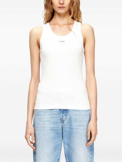 Diesel Cotton Ribbed Tank Top White