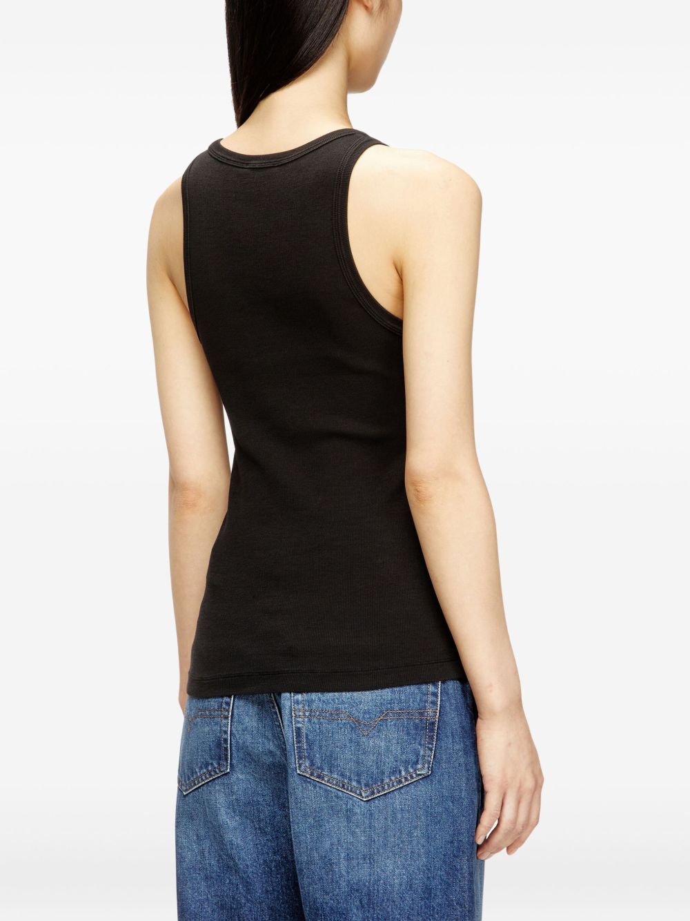 Diesel Ribbed Cotton Tank Top Black