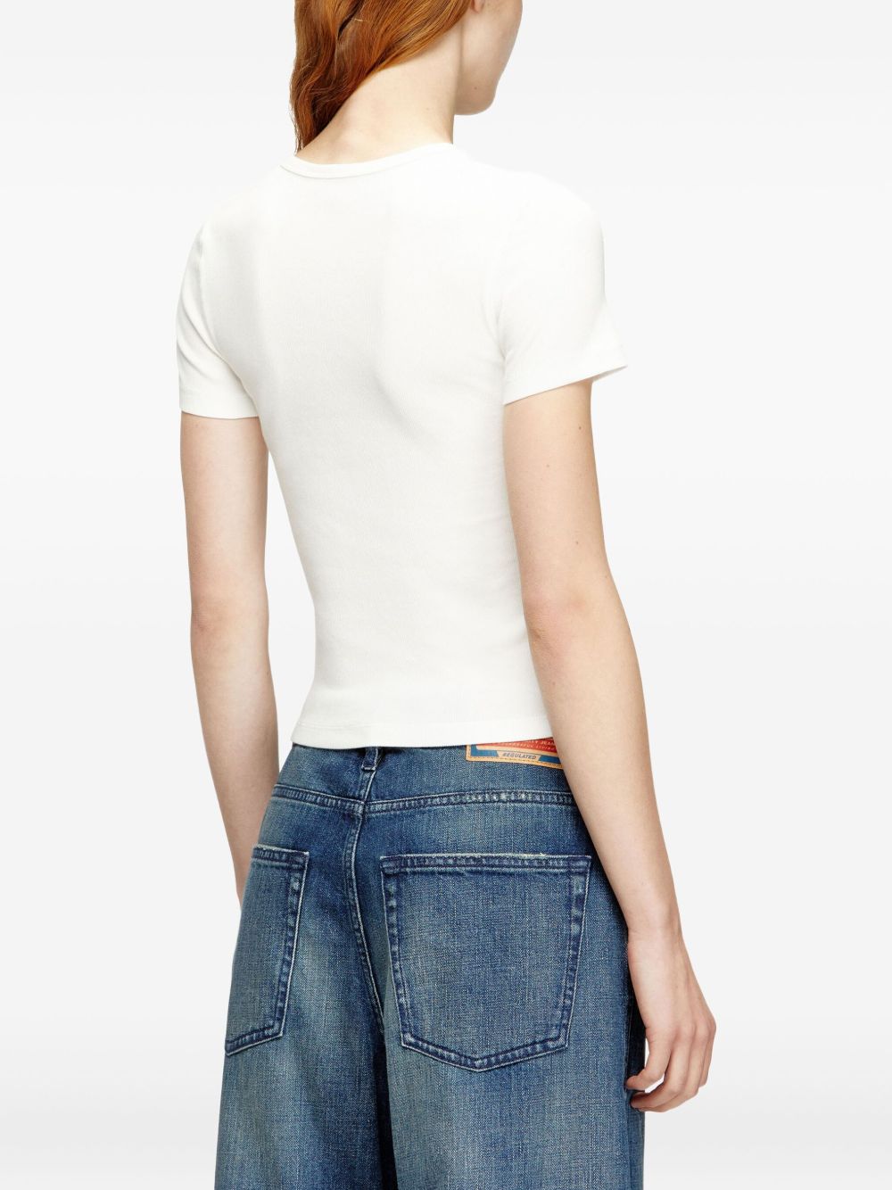 Diesel Logo Cotton Ribbed T-Shirt White