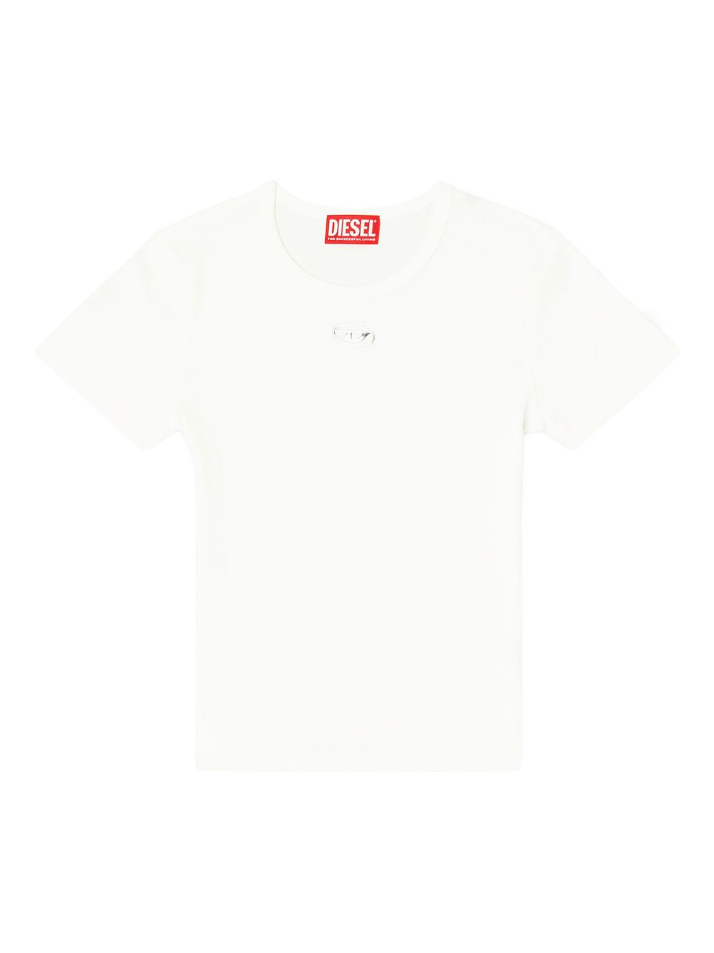 Diesel Logo Cotton Ribbed T-Shirt White