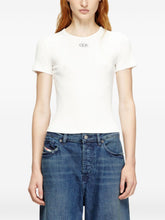 Diesel Logo Cotton Ribbed T-Shirt White