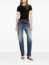 Diesel Logo Ribbed Cotton T-shirt Black