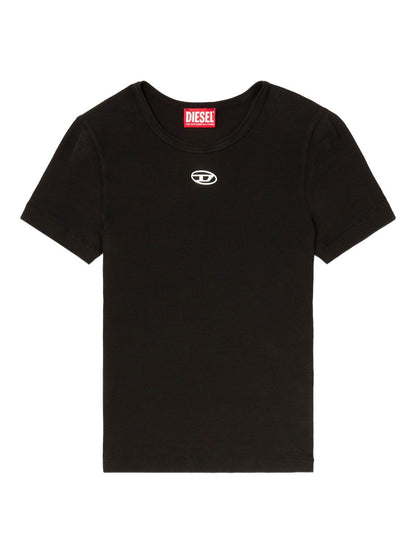 Diesel Logo Ribbed Cotton T-shirt Black