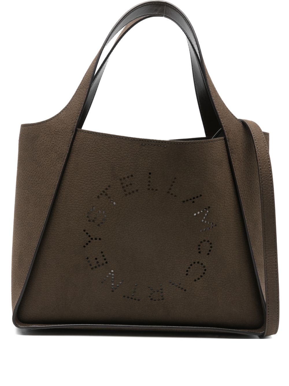 Stella McCartney Logo Perforated Tote Bag Brown