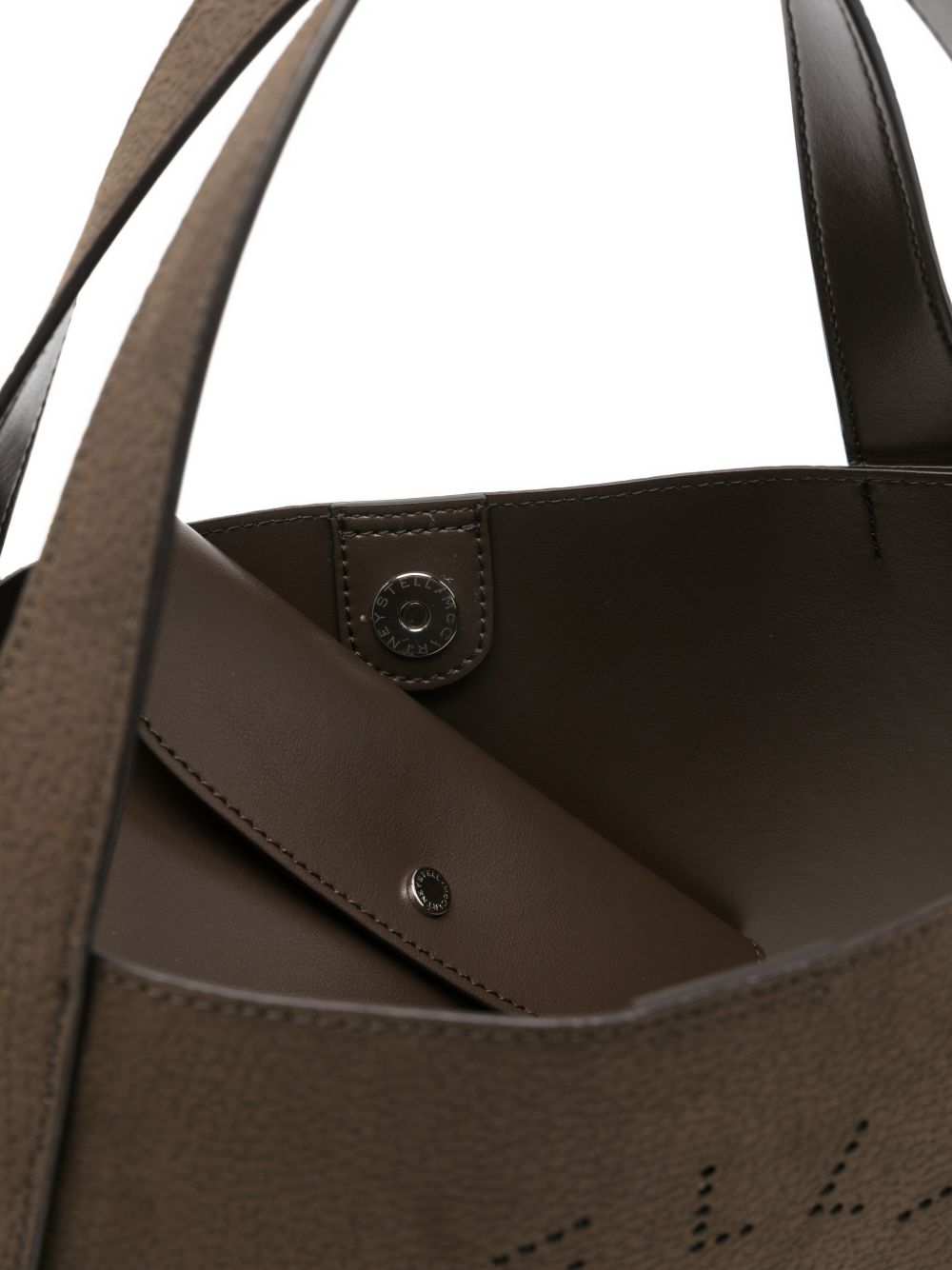 Stella McCartney Logo Perforated Tote Bag Brown