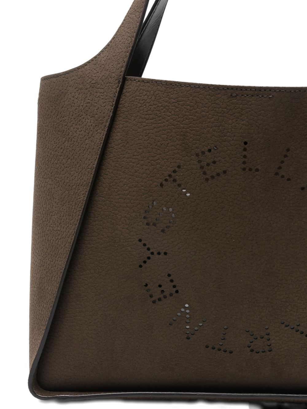 Stella McCartney Logo Perforated Tote Bag Brown